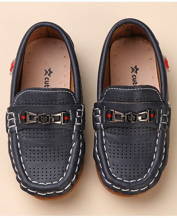 Cute Walk by Babyhug Formal & Partywear Slip On Shoes with Applique - Navy Blue