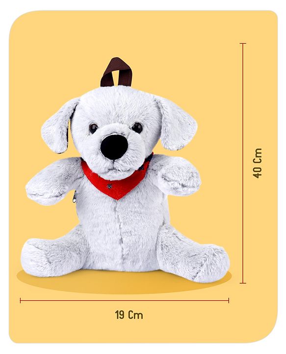 Babyhug Dog Shaped Soft Toy Bag Light Grey -  Height 15.3 Inches