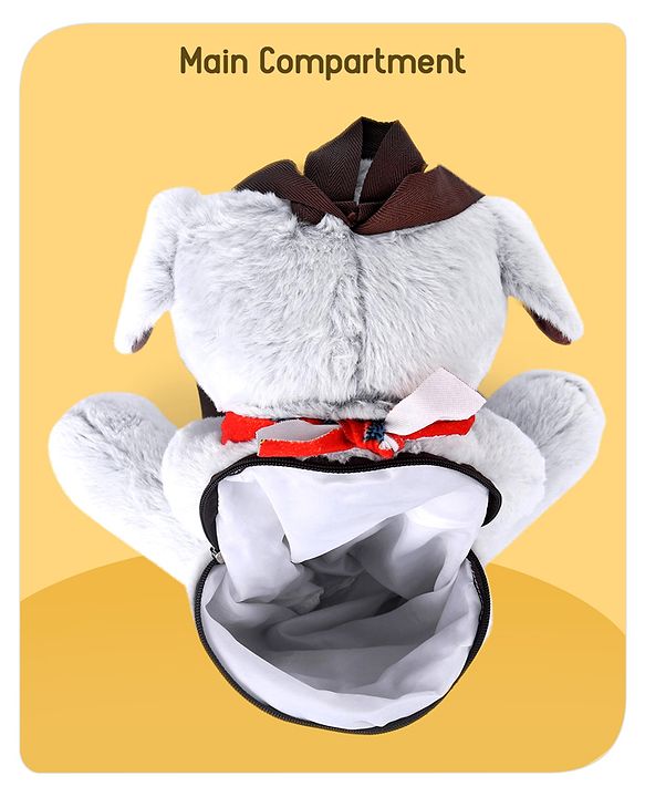 Babyhug Dog Shaped Soft Toy Bag Light Grey -  Height 15.3 Inches