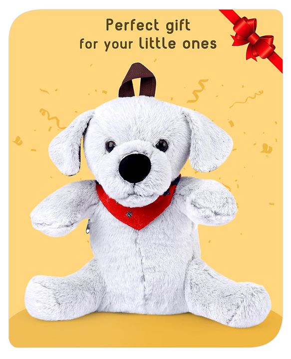 Babyhug Dog Shaped Soft Toy Bag Light Grey -  Height 15.3 Inches