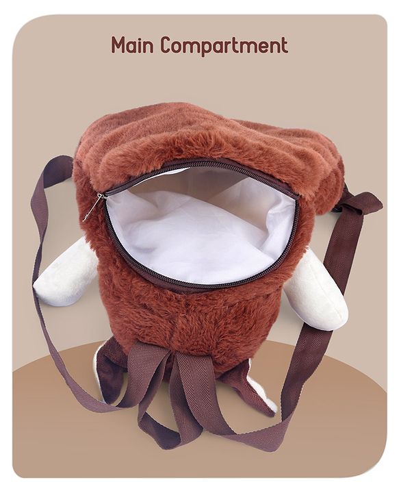 Babyhug Fox Shaped Soft Toy Bag Brown & White - Height 12.9 Inches