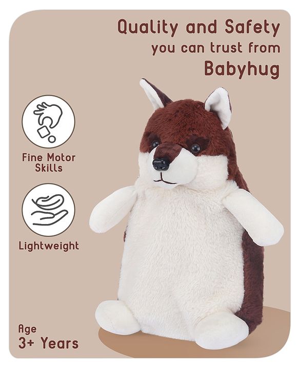 Babyhug Fox Shaped Soft Toy Bag Brown & White - Height 12.9 Inches