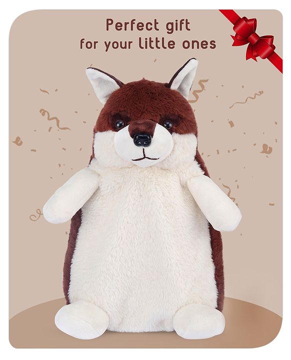 Babyhug Fox Shaped Soft Toy Bag Brown & White - Height 12.9 Inches