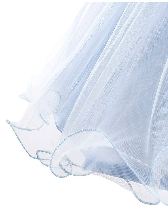 Babyhug Sleeveless   Party Frock With Mesh & Bow Applique - Frozen Blue