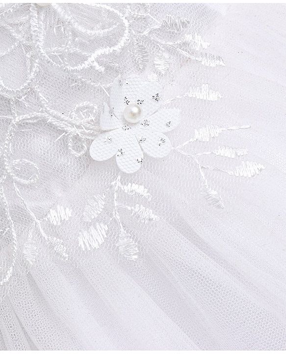 Babyhug Cap Sleeves Embroidered  Party Frock - Off White