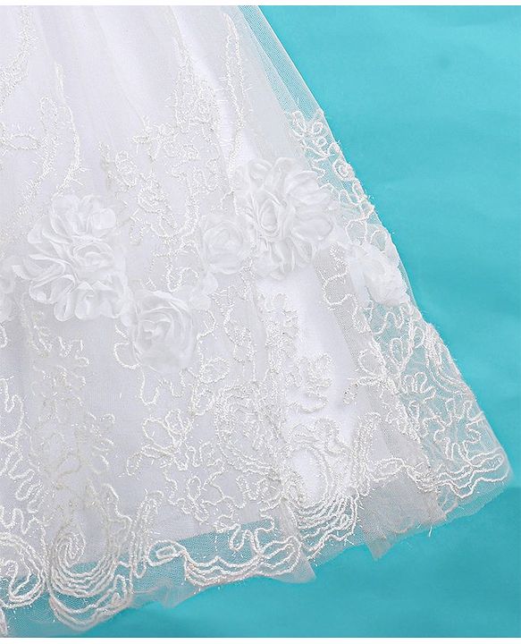 Babyhug Cap Sleeves Embroidered  Party Frock - Off White