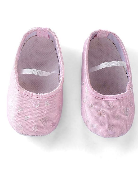 Babyhug Woven Sleeveless Party Dress with Headband & Booties Floral Applique Mesh Detailing - Pink