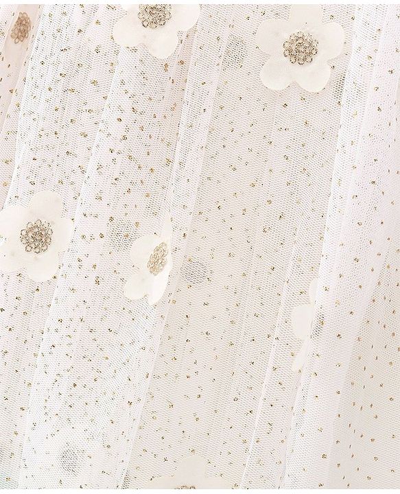 Babyhug Cap Sleeves Floral 3 D Applique Party Frock - White