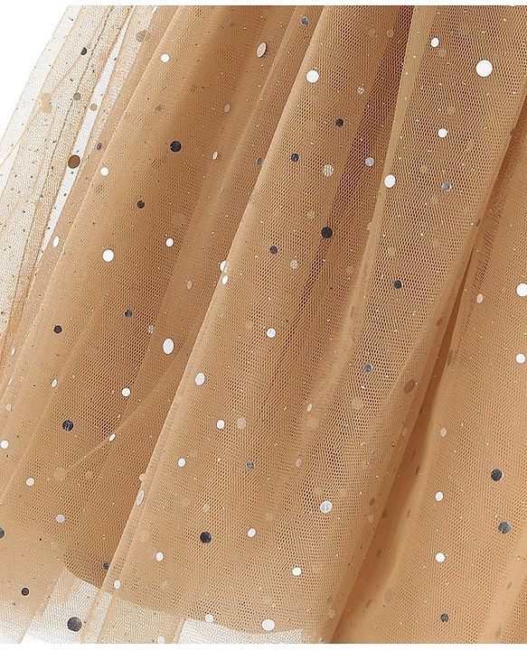 Babyhug Sleeveless Party Frock With Dots Print - Beige