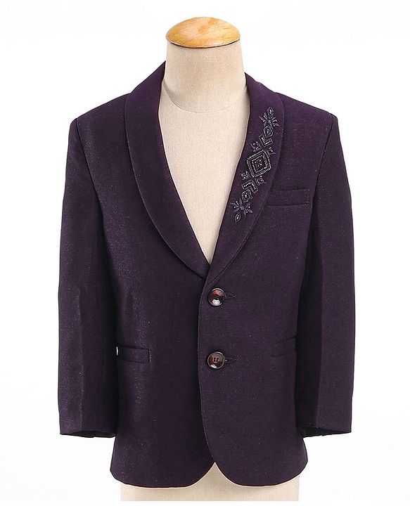 Babyhug Cotton Full Sleeves Party Wear Stretch Fit Suit With Blazer Solid - Purple