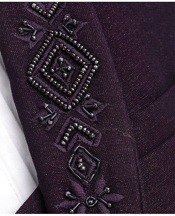 Babyhug Cotton Full Sleeves Party Wear Stretch Fit Suit With Blazer Solid - Purple