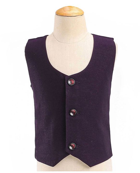 Babyhug Cotton Full Sleeves Party Wear Stretch Fit Suit With Blazer Solid - Purple