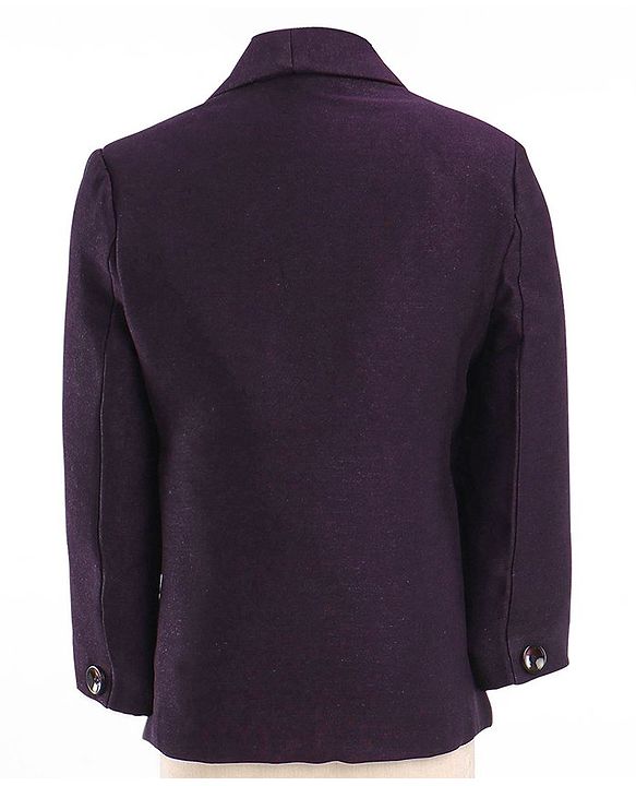 Babyhug Cotton Full Sleeves Party Wear Stretch Fit Suit With Blazer Solid - Purple