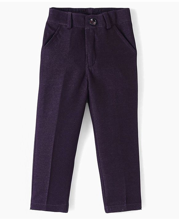 Babyhug Cotton Full Sleeves Party Wear Stretch Fit Suit With Blazer Solid - Purple