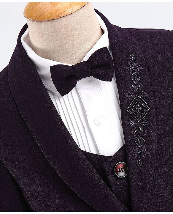 Babyhug Cotton Full Sleeves Party Wear Stretch Fit Suit With Blazer Solid - Purple