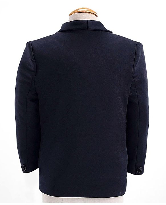 Babyhug Full Sleeves 4 Pieces Party Suit With Bow - Navy Blue