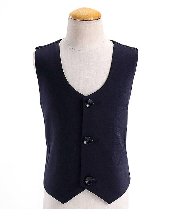 Babyhug Full Sleeves 4 Pieces Party Suit With Bow - Navy Blue
