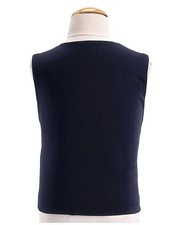 Babyhug Full Sleeves 4 Pieces Party Suit With Bow - Navy Blue