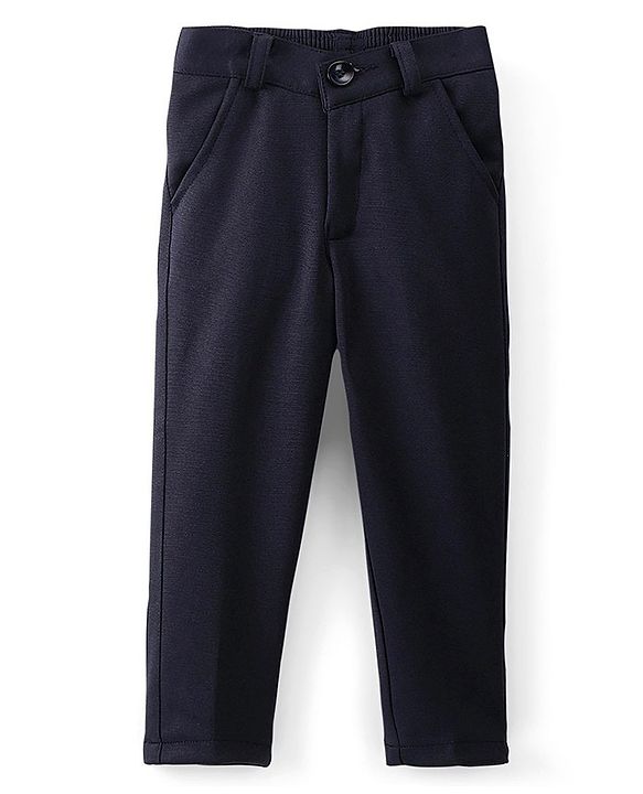 Babyhug Full Sleeves 4 Pieces Party Suit With Bow - Navy Blue