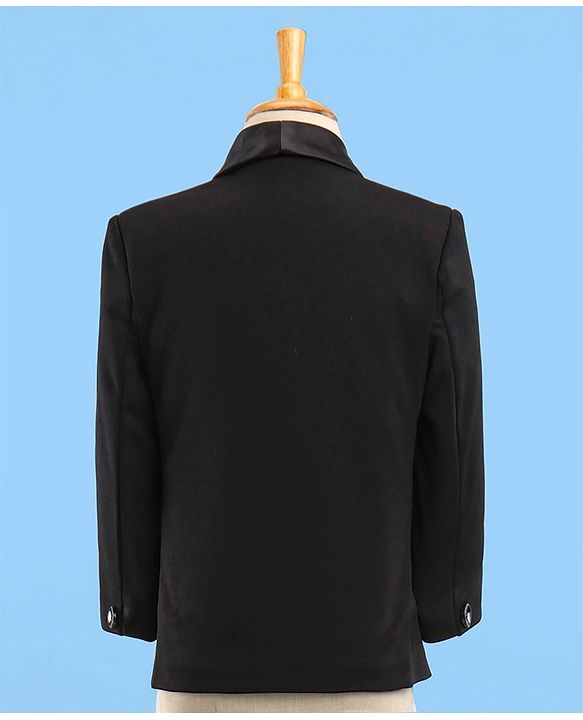 Babyhug Stretch Fit Full Sleeves Party Suit Solid Color - Black