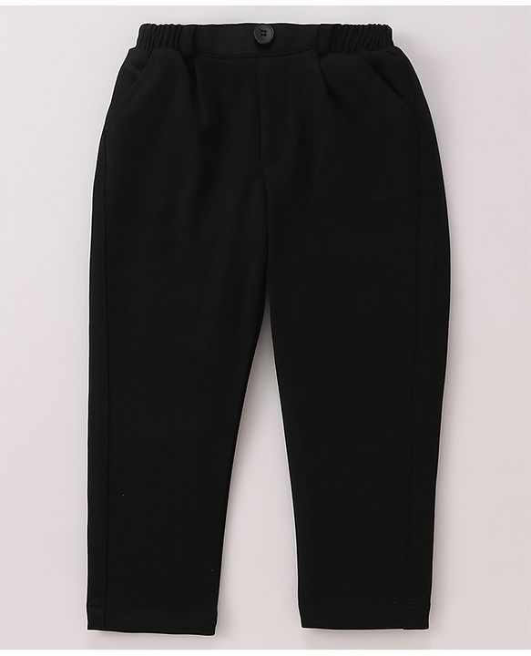 Babyhug Stretch Fit Full Sleeves Party Suit Solid Color - Black