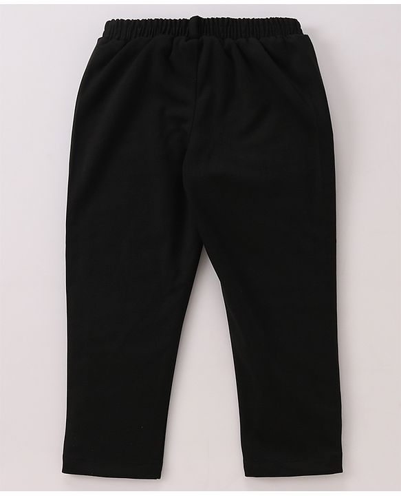 Babyhug Stretch Fit Full Sleeves Party Suit Solid Color - Black