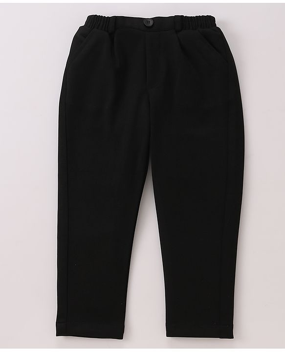 Babyhug Stretch Fit Full Sleeves Party Suit Solid Color - Black