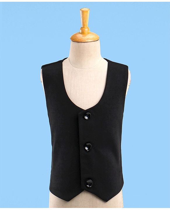 Babyhug Stretch Fit Full Sleeves Party Suit Solid Color - Black