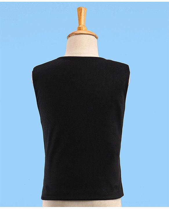 Babyhug Stretch Fit Full Sleeves Party Suit Solid Color - Black