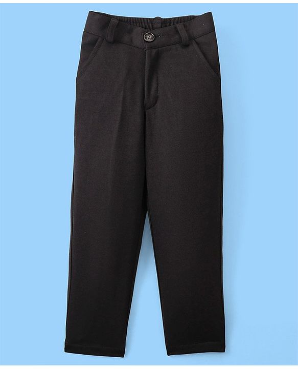 Babyhug Stretch Fit Full Sleeves Party Suit Solid Color - Black