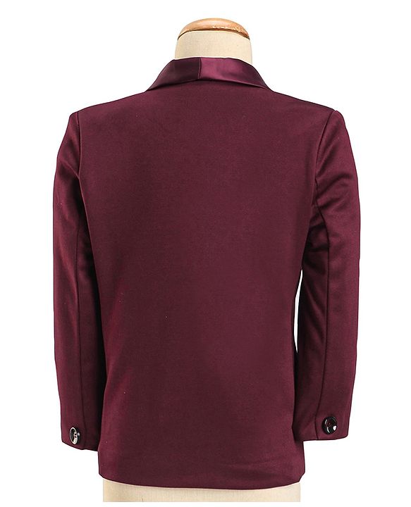 Babyhug Knit Full Sleeves 5 Piece Stretch Fit Solid Colour Party Wear Suit - Maroon