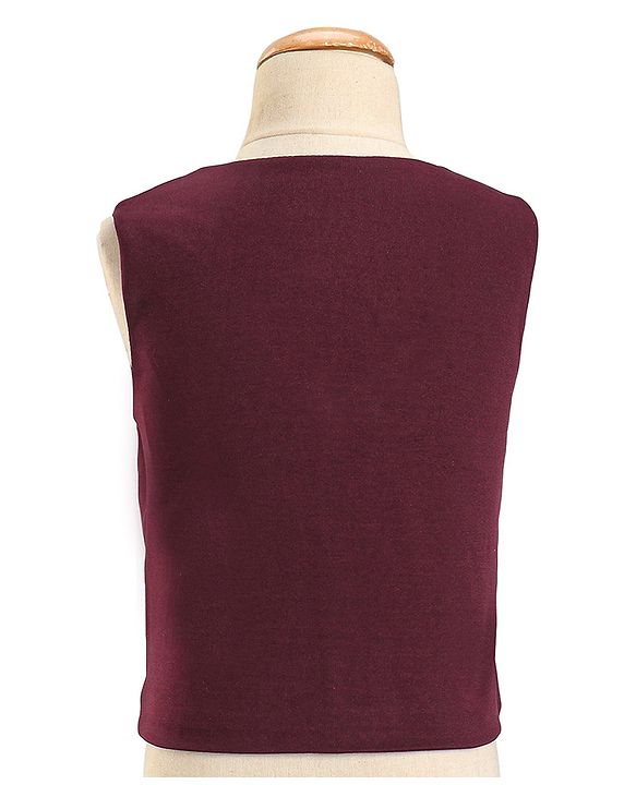 Babyhug Knit Full Sleeves 5 Piece Stretch Fit Solid Colour Party Wear Suit - Maroon