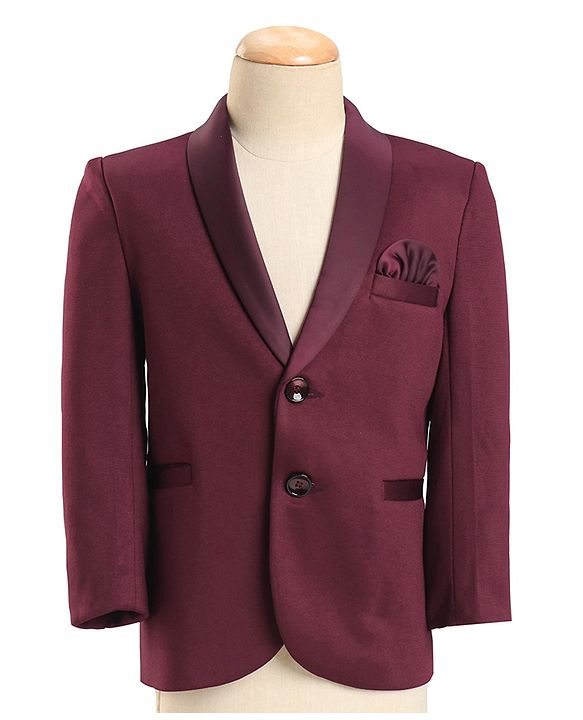 Babyhug Knit Full Sleeves 5 Piece Stretch Fit Solid Colour Party Wear Suit - Maroon