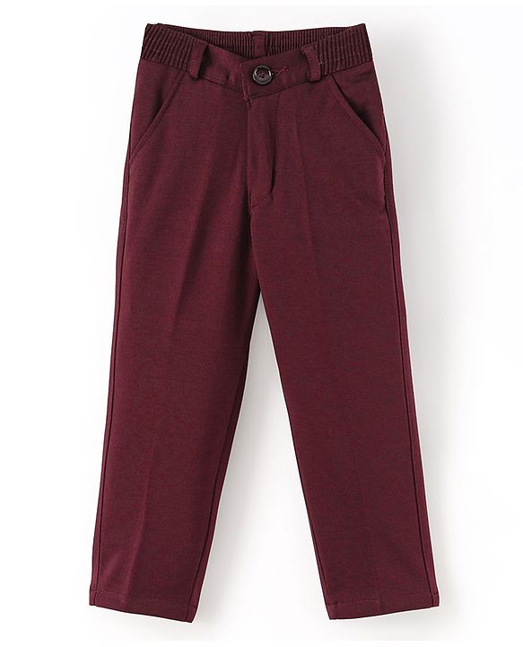 Babyhug Knit Full Sleeves 5 Piece Stretch Fit Solid Colour Party Wear Suit - Maroon