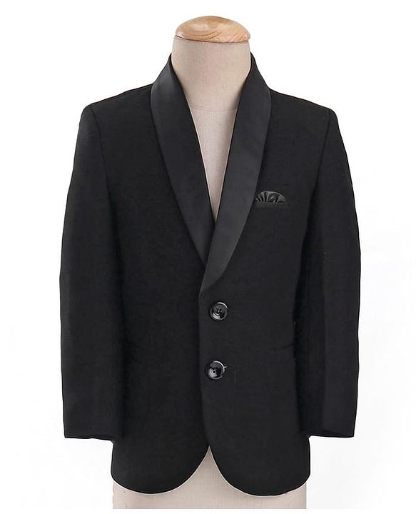 Babyhug Woven Full Sleeves Solid Party Suit with Waist Coat & Bow Tie - Black