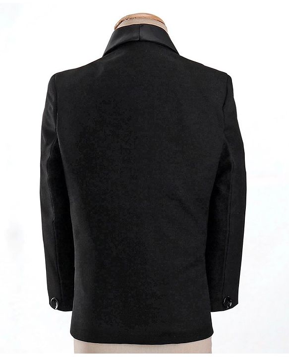 Babyhug Woven Full Sleeves Solid Party Suit with Waist Coat & Bow Tie - Black
