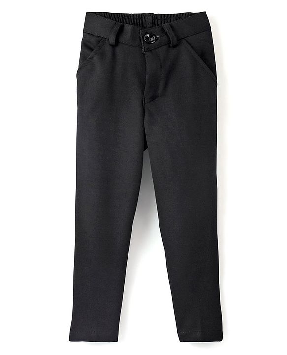 Babyhug Woven Full Sleeves Solid Party Suit with Waist Coat & Bow Tie - Black