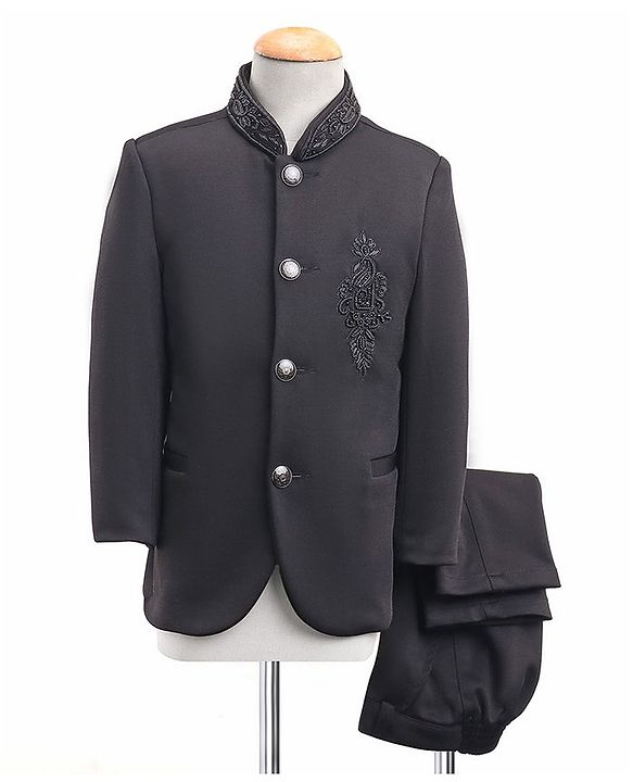 Babyhug Full Sleeves Bandh Gala Party Wear Suit With Sequin Embroidered - Black