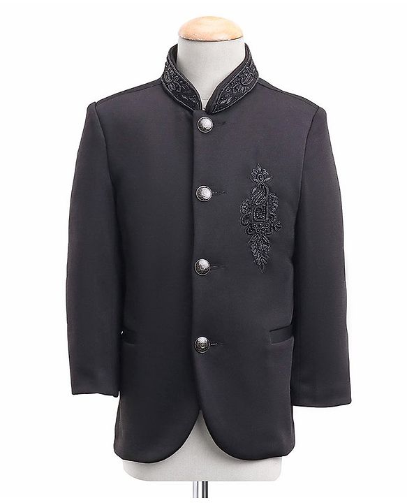 Babyhug Full Sleeves Bandh Gala Party Wear Suit With Sequin Embroidered - Black