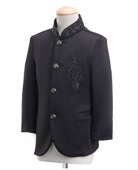 Babyhug Full Sleeves Bandh Gala Party Wear Suit With Sequin Embroidered - Black