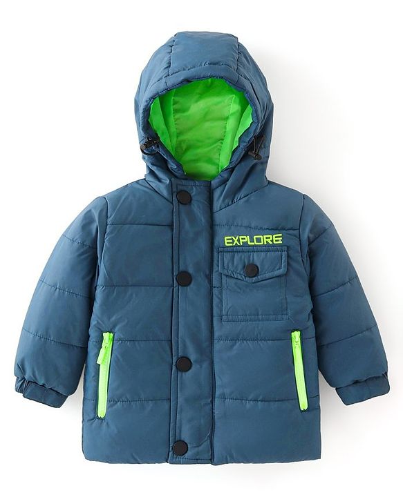 Babyhug Full Sleeves Hoodie Text Print - Blue