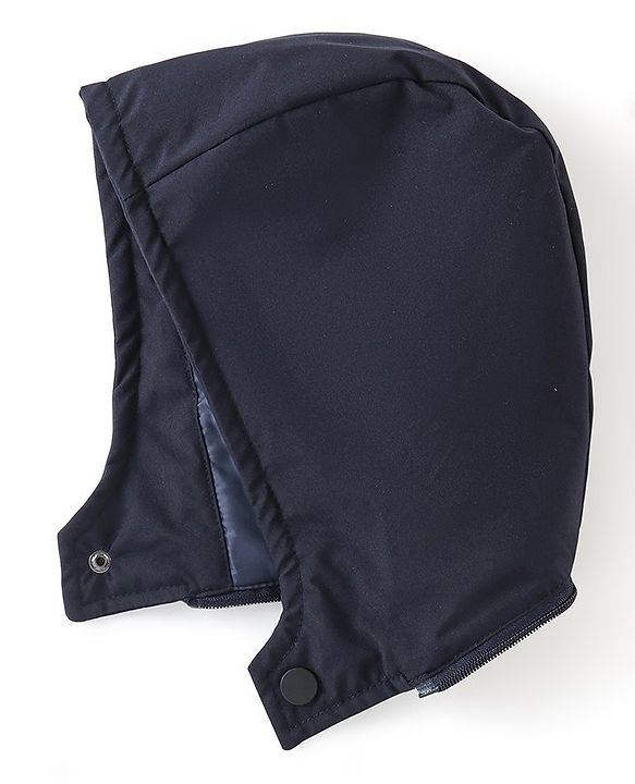 Babyhug Full Sleeves Hoodies With Colour Block & Text Print -Navy Blue