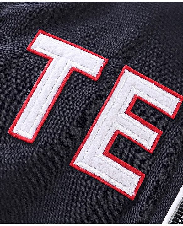 Babyhug Full Sleeves Hoodies With Colour Block & Text Print -Navy Blue
