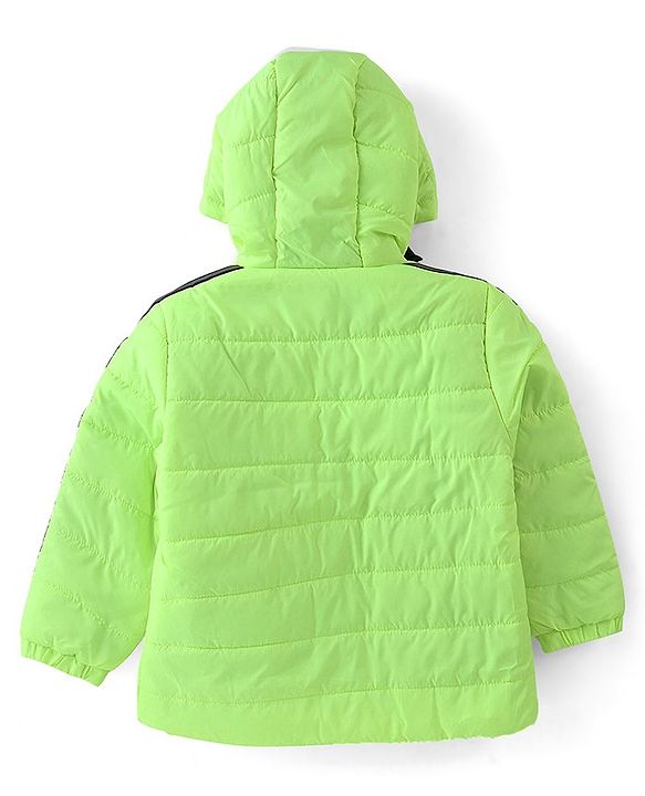 Babyhug Full Sleeves Hooded Jacket With Text Print - Green