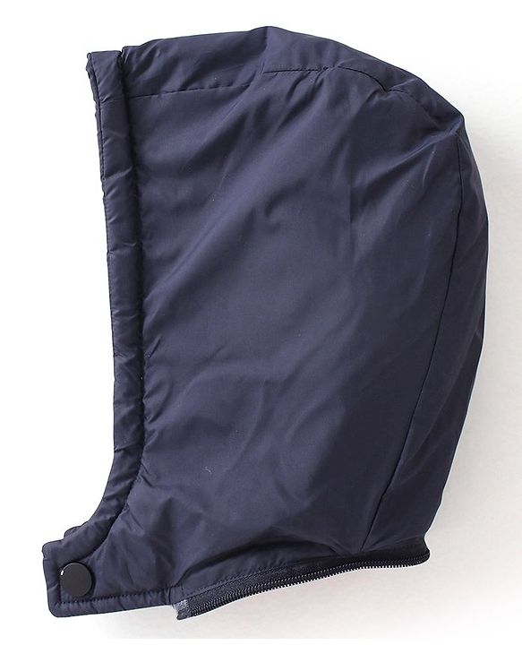 Babyhug Woven Full Sleeves Jacket With Detachable Hood - White Red & Blue