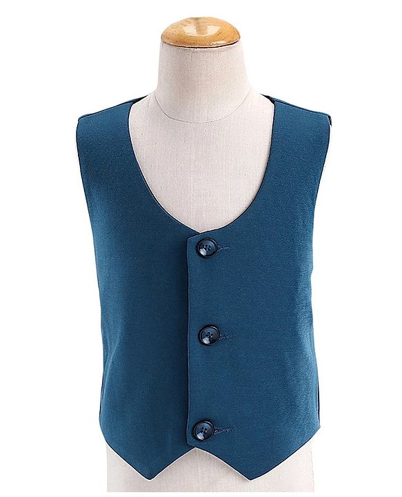 Babyhug Full Sleeves 4 Pieces Party Suit With Bow - Dark Blue