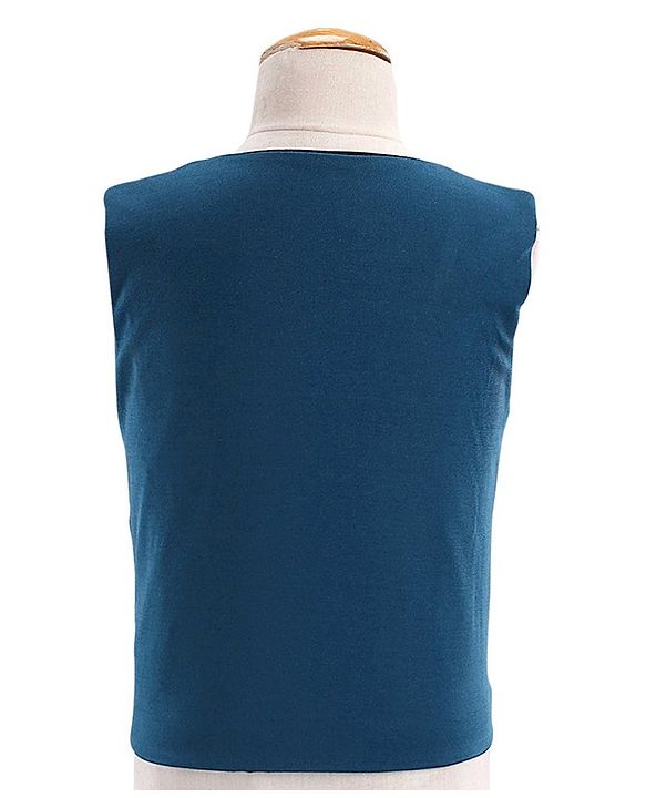 Babyhug Full Sleeves 4 Pieces Party Suit With Bow - Dark Blue