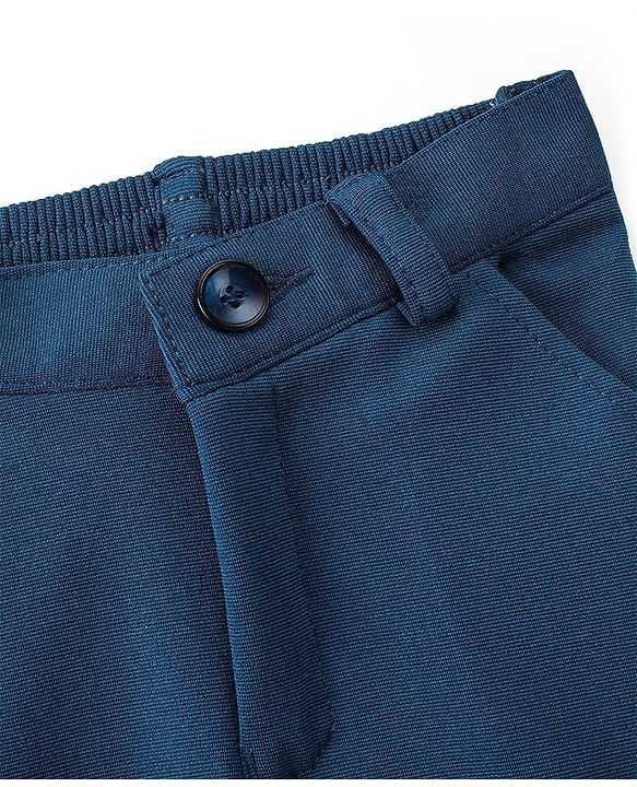 Babyhug Full Sleeves 4 Pieces Party Suit With Bow - Dark Blue