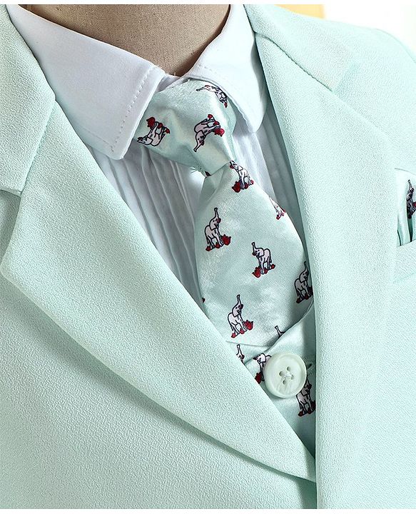 Babyhug Full Sleeves Classic Stretch Fit Party Suit Bow - Mint