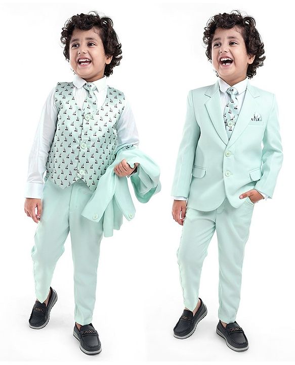 Babyhug Full Sleeves Classic Stretch Fit Party Suit Bow - Mint